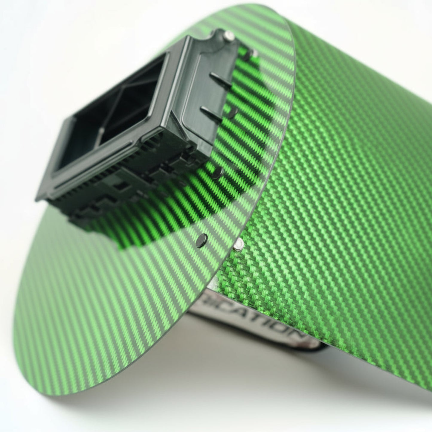 Carbon fiber product with a visible brand name on a white background