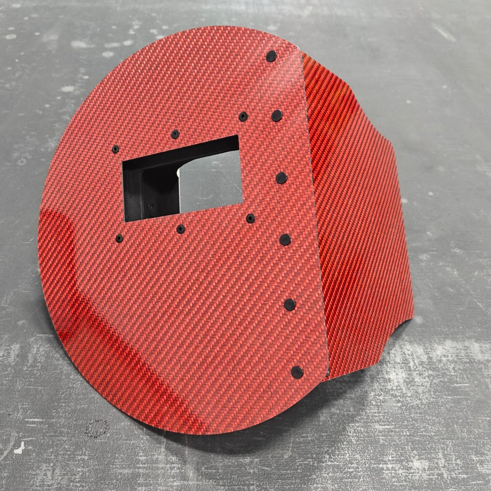 CMR Fabrication carbon fiber Welding Helmet pancake color red