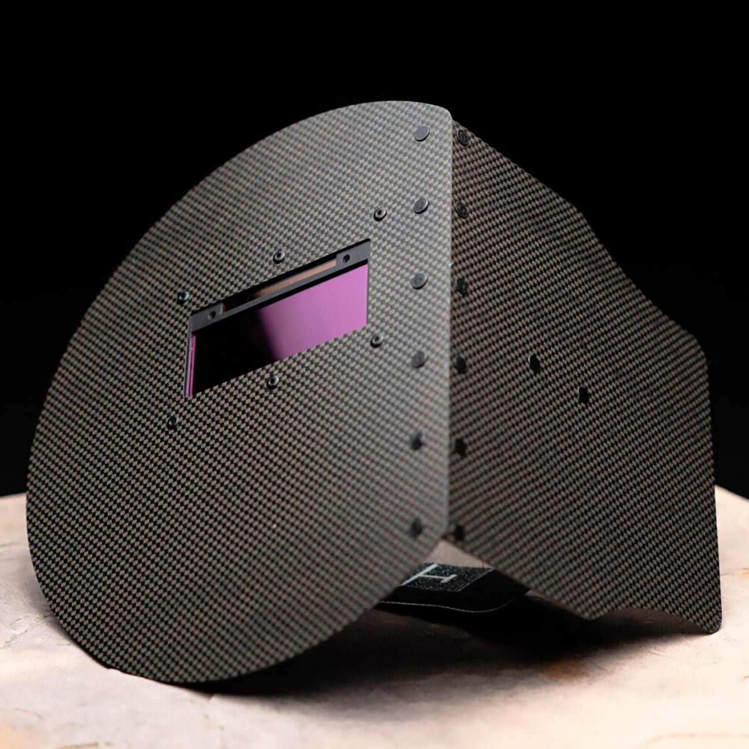 CMR Fabrications Carbon fiber protective guard with a purple screen on a black background