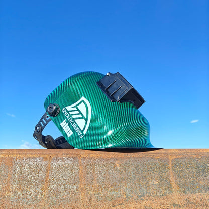 CMR Fabrications Pipeliner sugar scoop Carbon Fiber Welding Green Carbon Front Right Flipup Outdoor