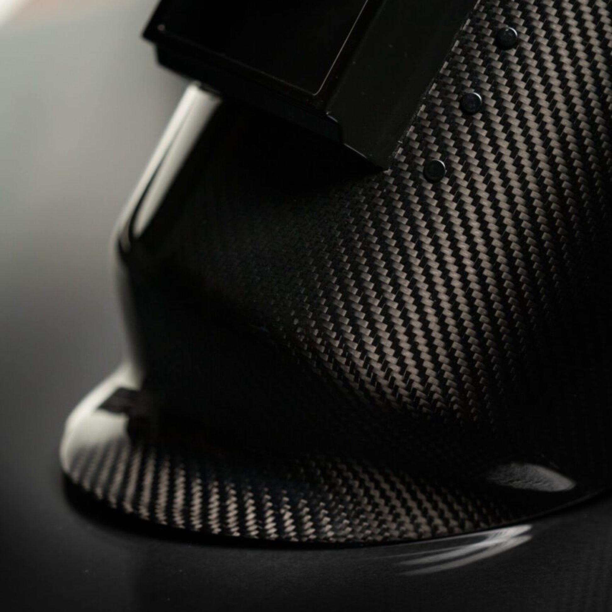 CMR Fabrications Pipeliner sugar scoop Carbon Fiber Welding Hood Black Carbon Close Up Left Side Front 2