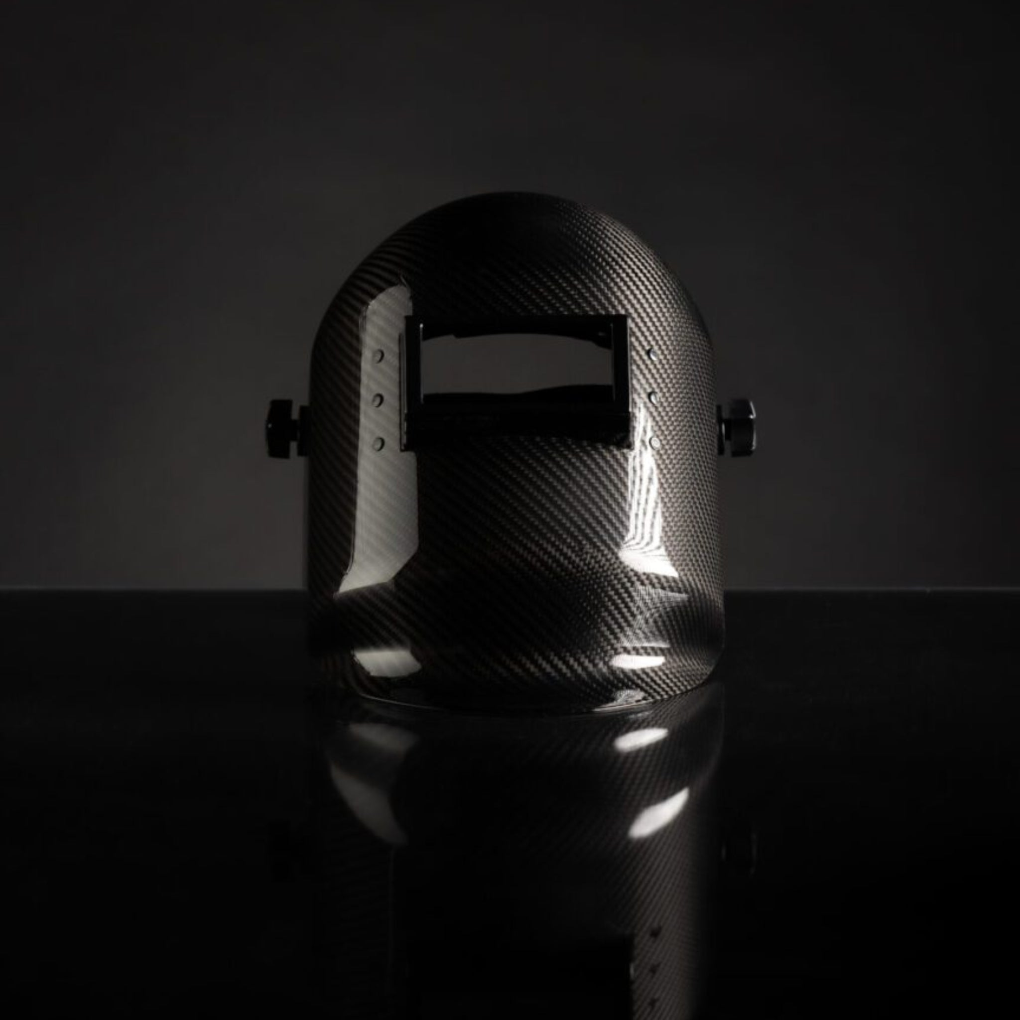 CMR Fabrications Pipeliner sugar scoop Carbon Fiber Welding Hood Black Front View