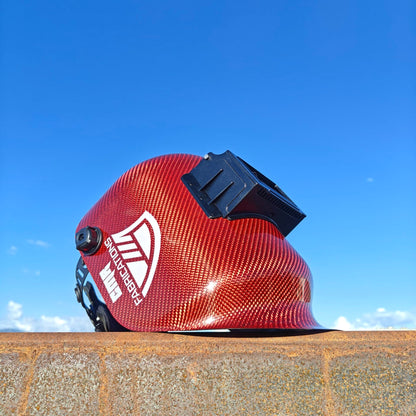 CMR Fabrications Pipeliner sugar scoop Carbon Fiber Welding Red Carbon Front Right Flipup Outdoor
