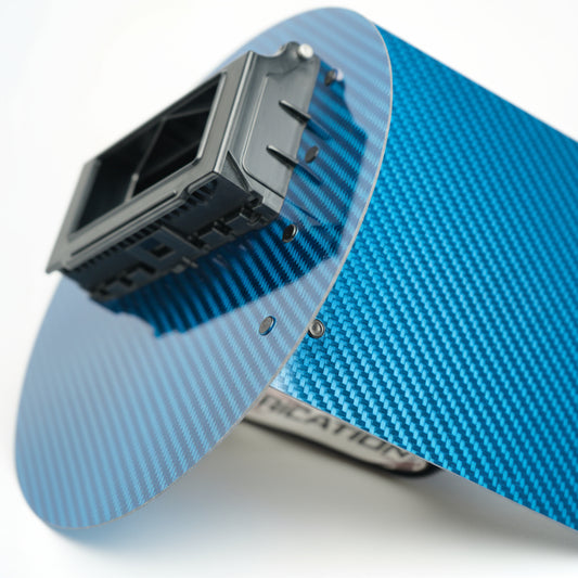 Carbon fiber product with a visible brand name on a white background